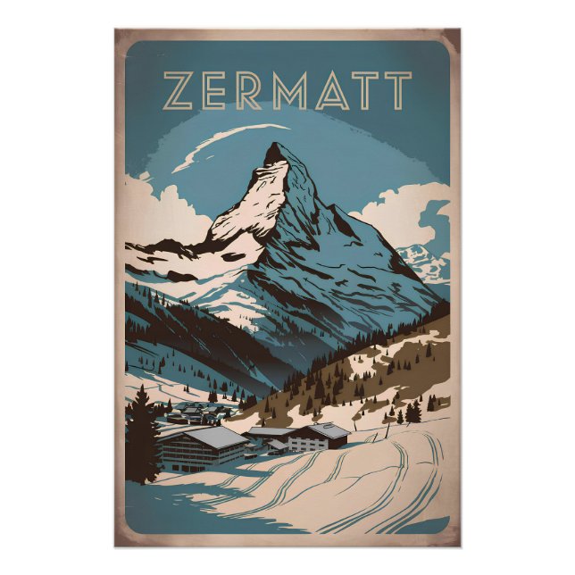 Póster Vintage de Zermatt (Anverso)
