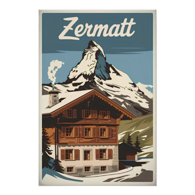 Póster Vintage de Zermatt (Anverso)
