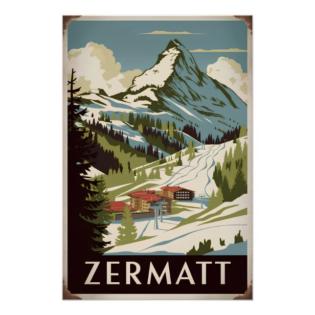 Póster Vintage de Zermatt (Anverso)