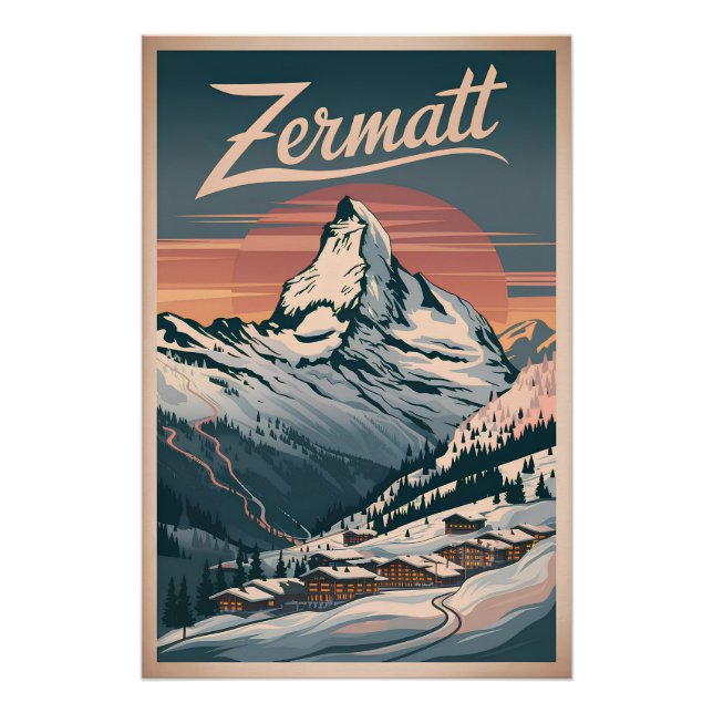 Póster Vintage de Zermatt (Anverso)
