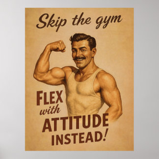 Póster Vintage Dejar De Ir Al Gimnasio | Humor Ret