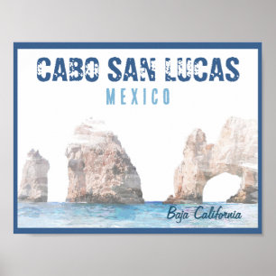 Póster Vintage del Arco de Agua Cabo San Lucas México