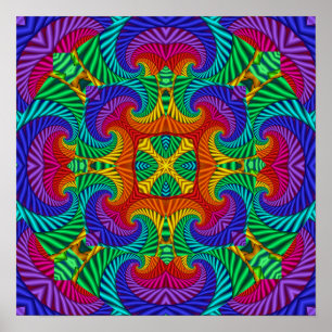 Póster Vintage del arcoiris Kaleidoscopio psicodélico
