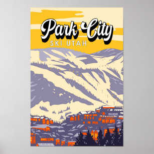 Póster Vintage del área de invierno de Park City Utah