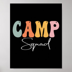 Póster Vintage del Camp Squad Retro Groovy Feliz Primer D