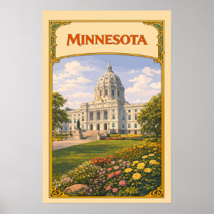 Póster Vintage del Capitolio del Estado de Minneso