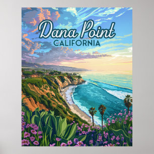 Póster Vintage del Condado de Naranja Dana Point Californ