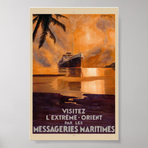 Póster vintage del Extremo Oriente Lejano Oriente