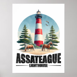 Póster Vintage del faro de Assateague