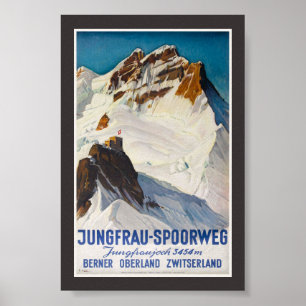 Póster Vintage del Ferrocarril de Jungfrau 1914