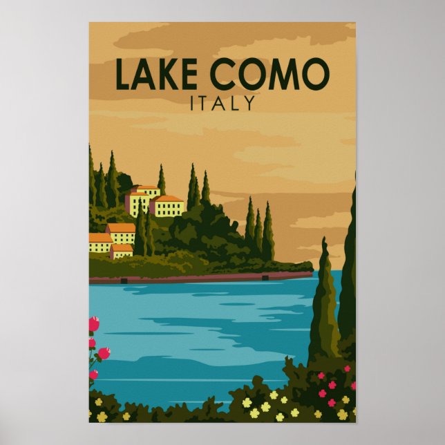 Póster Vintage del Lago Como Italia (Frente)