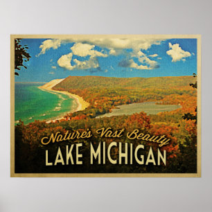 Póster Vintage del lago Michigan