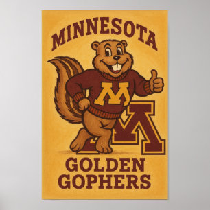 Póster vintage del mascota de los Golden Gophers d