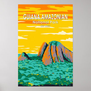 Póster Vintage del Parque Nacional Amazónico de Guyana