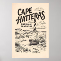 Póster vintage del Parque Nacional Cape Hatteras S