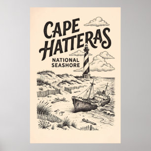 Póster vintage del Parque Nacional Cape Hatteras S