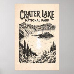Póster vintage del Parque Nacional Crater Lake