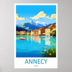 Póster Vintage del Parque Nacional de Annecy Ski T