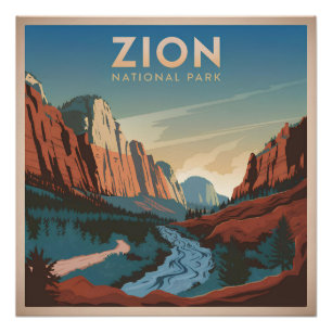 Póster Vintage del Parque Nacional de Zion