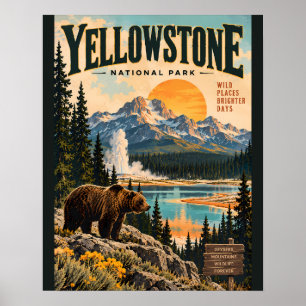 Póster vintage del Parque Nacional Yellowstone con