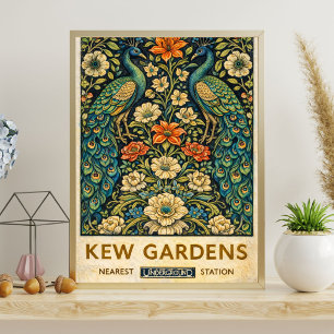 Póster vintage del pavo real de los jardines de Ke
