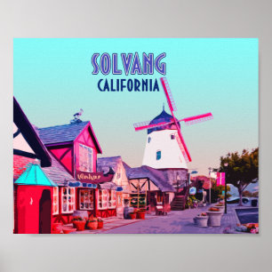 Póster Vintage del Solvang Danish Downtown California Vin
