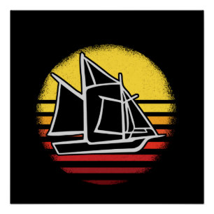 Póster Vintage del velero retro