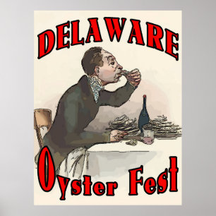 Póster Vintage Delaware Oyster Fest