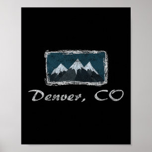 Póster Vintage Denver Colorado Winter Skiter Fun