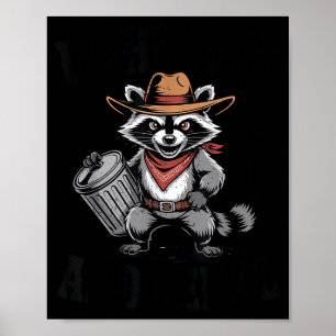 Póster Vintage desquiciado y salvaje mapache vaquero pued