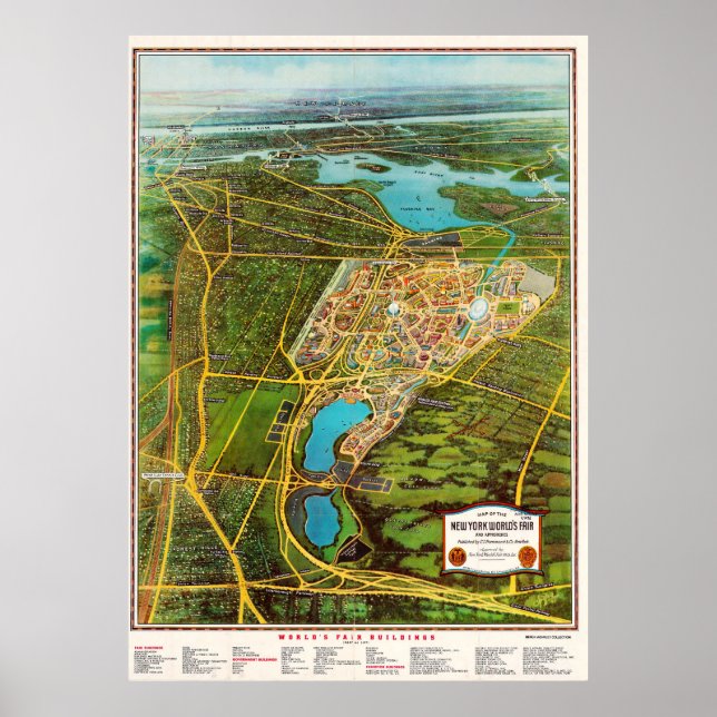 Póster Vintage Detailed New York Map Poster (Frente)
