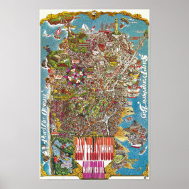 Póster Vintage Detailed San Francisco Map Poster 1975