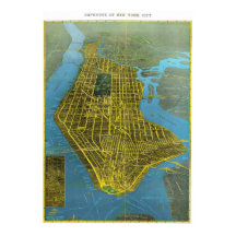 Póster vintage detallado del mapa de Nueva York 19
