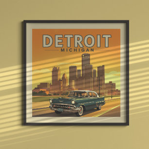 Póster Vintage Detroit Michigan