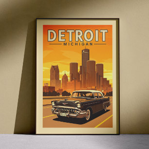 Póster Vintage Detroit Michigan