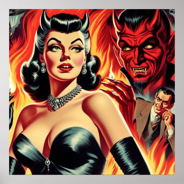 Póster Vintage Devilish Pin-up (Frente)