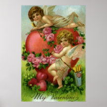 Vintage Día de San Valentín Angels Rosa de corazón