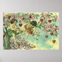 Vintage Día de San Valentín Victoriano Cupids Hear