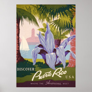 Póster Vintage Discover Puerto Rico USA