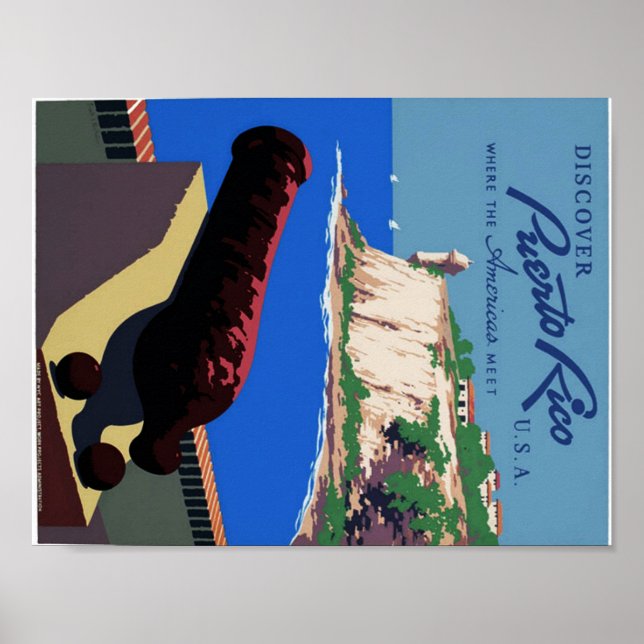Póster Vintage Discover Puerto Rico WPA Poster (Frente)