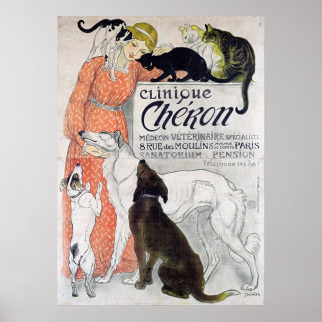 Póster Vintage dispensario veterinario francés (Frente)