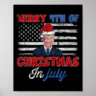 Póster Vintage Divertido Joe Biden Feliz 4 de Navidad En