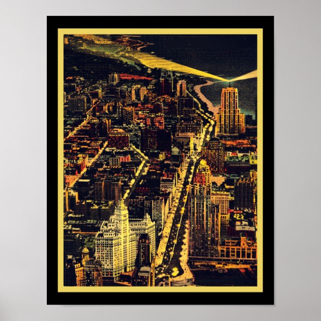 Póster Vintage Downtown Chicago (Frente)