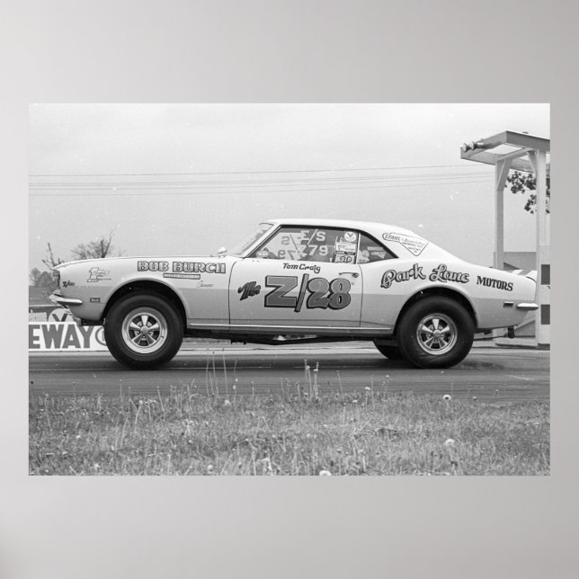 Póster Vintage Drag - Chevy Camaro Z/28 Drag (Frente)