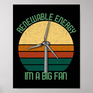 Póster Vintage Earth Day Renewable Energy I'm A Big Fan
