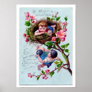 Póster Vintage Easter Illustration in Blue