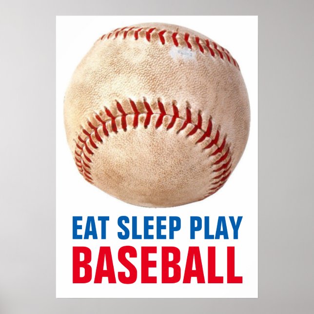 Póster Vintage Eat Sleep Play Baseball (Frente)