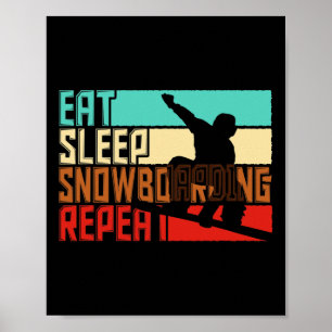 Póster Vintage Eat Sleep Repetir Snowboarding
