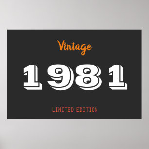 Póster Vintage edición limitada de 1981 45th Birthday Gif