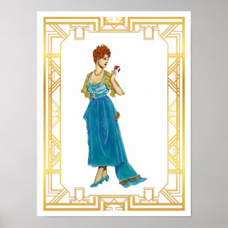 Póster Vintage Edwardian Gown Fashion Vintage Art